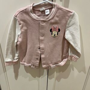 Disney Kids Light Pink and White Minnie Mouse varsity Jacket 2t